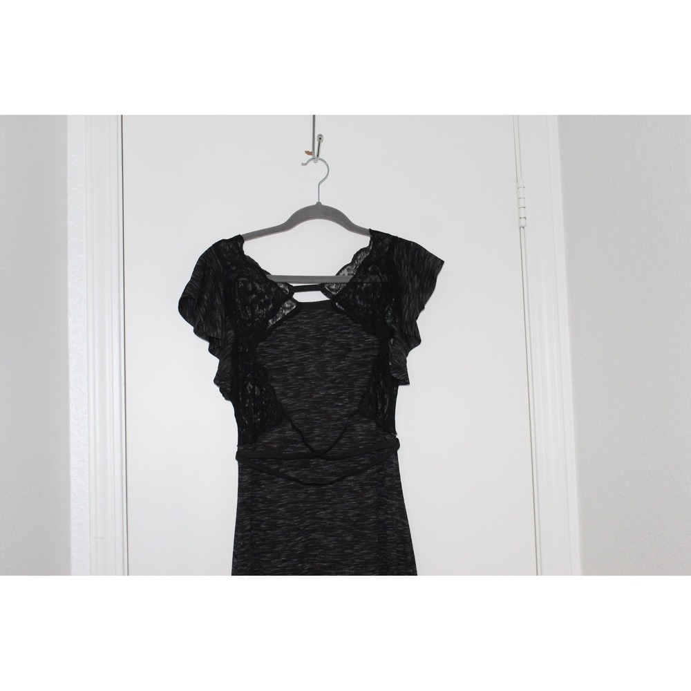 Free People Black Space Dye Lace Open Back Ruffle Maxi Women Dress Boho size S - Picture 12 of 12